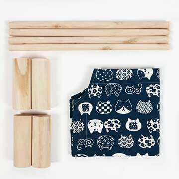 Patas Lague Cat and Dog Hammock Bed for Small Dogs 3-Cover Set, Brethable Wooden Cat Pet Rabbit Elevated Cooling Outdoor Bed Cots Furniture for All Seasons Monstera Leaf, Arrow, Blue