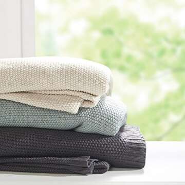 INK+IVY Bree Knit Throw Blanket for Bed, Sofa, and Couch, Lightweight, Breathable, Soft & Cozy Summer Blanket, King (108 in x 90 in), Ivory