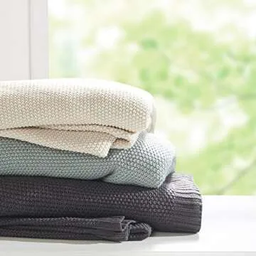 INK+IVY Bree Knit Throw Blanket for Bed, Sofa, and Couch, Lightweight, Breathable, Soft & Cozy Summer Blanket, King (108 in x 90 in), Ivory