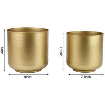 Vixdonos Large Gold Planters Metal Aloe Brass-Tone Plant Pots Indoor Decorative Flower Pots with Dra...