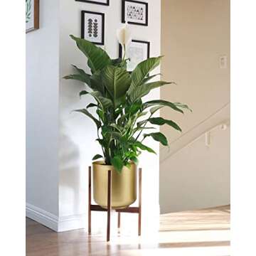 Vixdonos Large Gold Planters Metal Aloe Brass-Tone Plant Pots Indoor Decorative Flower Pots with Drain Holes(8+7.1Inch)