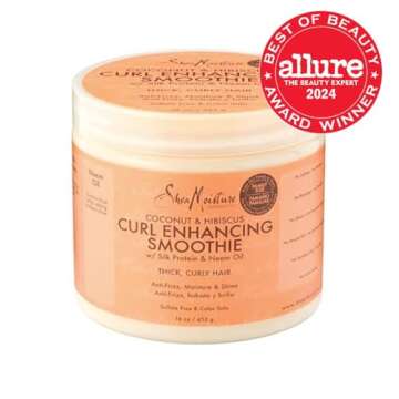 Shea Moisture Curl Enhancing Smoothie, Bonus Size – Coconut & Hibiscus Curl Cream with Shea Butter...