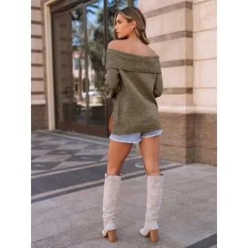 LILLUSORY Womens Off The Shoulder Sweater Oversized Winter Fall Cozy Cute Casual Going Out Batwing Sleeve Loose Pullover Sweaters 2025 Trendy Clothes Tops Coffee