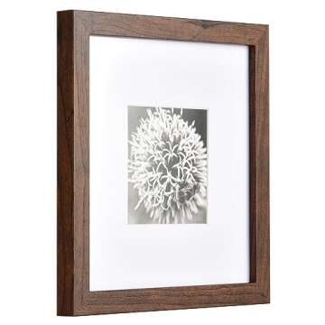 Yaetm 8x8 Picture Frame with Mat for 4x4 Set of 9, Square 8x8 Frame Brown Wood Grain, Gallery Wall F...