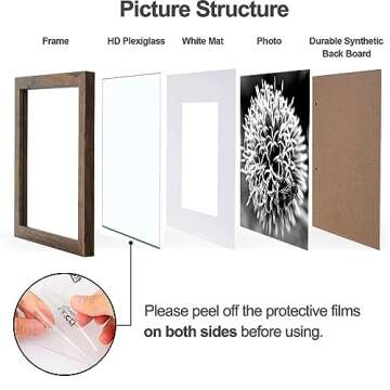 Yaetm 8x8 Picture Frame with Mat for 4x4 Set of 9, Square 8x8 Frame Brown Wood Grain, Gallery Wall Frames 8x8 for Wall Mounting Display (9 Pack, Brown)