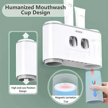 Multifunction Toothbrush Holder with Dispenser for Bathroom
