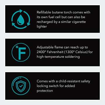 Solder-It Micro-Jet Torch (MJ-300) | Butane Torch Lighter with Safety Lock and CF-30 Butane Refill Fuel Cell | Multi-Use Piezo Electric Lighter, Blow Torch, Soldering Tool, Grill Lighter, and More