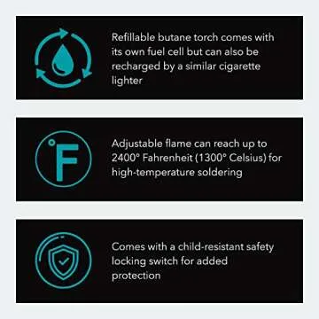 Solder-It Micro-Jet Torch (MJ-300) | Butane Torch Lighter with Safety Lock and CF-30 Butane Refill Fuel Cell | Multi-Use Piezo Electric Lighter, Blow Torch, Soldering Tool, Grill Lighter, and More