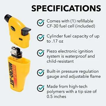 Solder-It Micro-Jet Torch (MJ-300) | Butane Torch Lighter with Safety Lock and CF-30 Butane Refill Fuel Cell | Multi-Use Piezo Electric Lighter, Blow Torch, Soldering Tool, Grill Lighter, and More