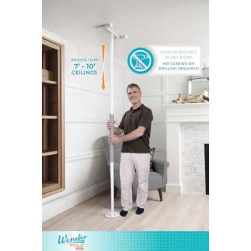 Stander Wonder Pole Slim, Tension Mounted Security-Pole, Elderly Floor to Ceiling Transfer-Pole for ...