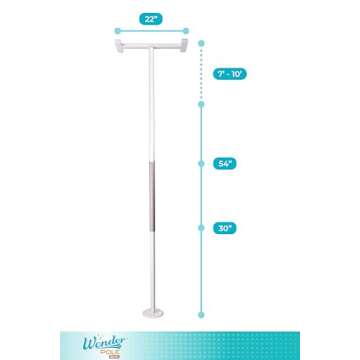 Stander Wonder Pole Slim, Tension Mounted Security-Pole, Elderly Floor to Ceiling Transfer-Pole for Seniors, Bathroom Grab Bar Stability Rail with Padded Handle, White