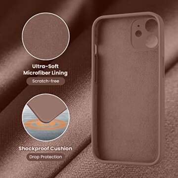 Cordking Designed for iPhone 11 Case, Silicone [Straight Edge] & [Camera Protecion] Upgraded Phone Case with Soft Anti-Scratch Microfiber Lining, 6.1 inch, Light Brown