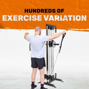 Cable Tower [Bells of Steel] Aluminum Pulley Cable Machine Tower Squat Stand with 210 lb Weight Stacks, Home Gym Steel Cable Weight Machine, 2:1 Ratio, 250lb Capacity