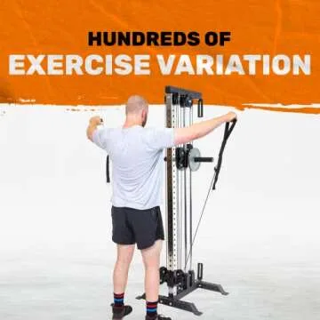 Cable Tower [Bells of Steel] Aluminum Pulley Cable Machine Tower Squat Stand with 210 lb Weight Stacks, Home Gym Steel Cable Weight Machine, 2:1 Ratio, 250lb Capacity