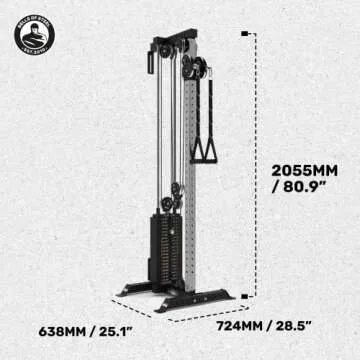 Cable Tower [Bells of Steel] Aluminum Pulley Cable Machine Tower Squat Stand with 210 lb Weight Stacks, Home Gym Steel Cable Weight Machine, 2:1 Ratio, 250lb Capacity