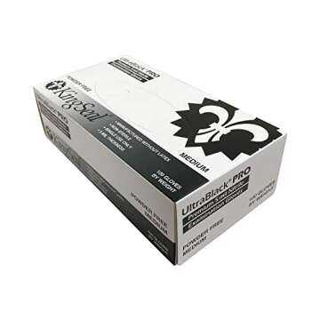 KingSeal UltraBlack-PRO Nitrile Medical Grade Exam Gloves, Professional Grade 5 MIL, 100 Count, Text...