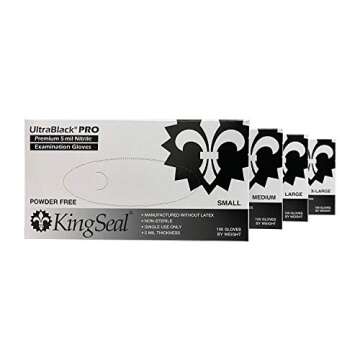 KingSeal UltraBlack-PRO Nitrile Gloves 100 Count - Medical Grade
