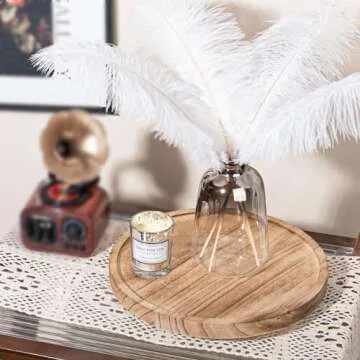 Wood Lazy Susan Organizer Kitchen Turntable for Cabinet Farmhouse Bathroom Decor Round Decorative Tr...