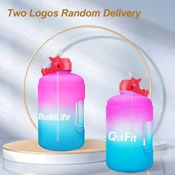 QuiFit 1 Gallon Water Bottle - Motivational Quote & Time Marker Leak-Proof BPA Free Reusable Gym Spo...