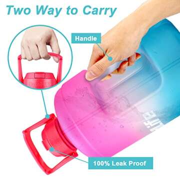QuiFit 1 Gallon Water Bottle with Straw & Time Marker