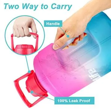 QuiFit 1 Gallon Water Bottle with Straw & Time Marker