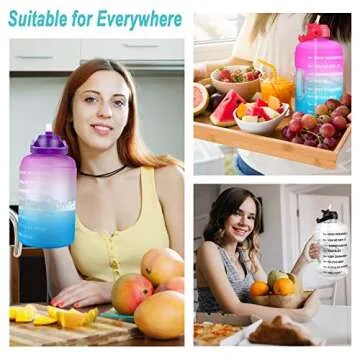 QuiFit 1 Gallon Water Bottle with Straw & Time Marker