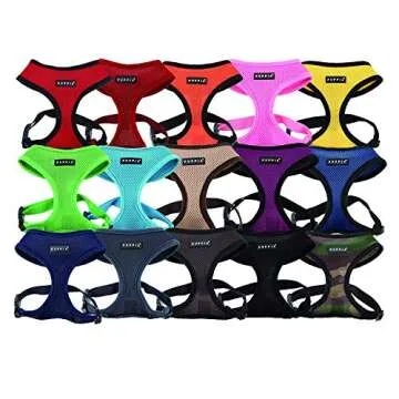 Puppia Soft Dog Harness No Choke Over-The-Head Triple Layered Breathable Mesh Adjustable Chest Belt and Quick-Release Buckle, Pink, X-Large