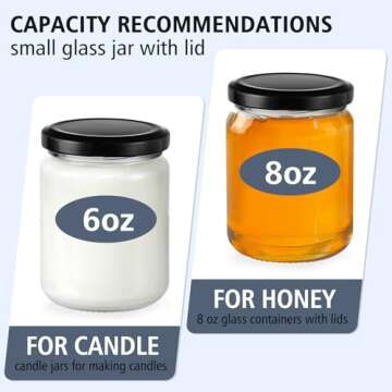 Folinstall 8 oz Small Glass Jars with Airtight Lids, 20 Pcs Candle Jars for Candle Making, Wedding Party, Empty Food Storage Jars for Spices, Honey, Jam, Candy, Cookies, Pudding, Yogurt, Dessert