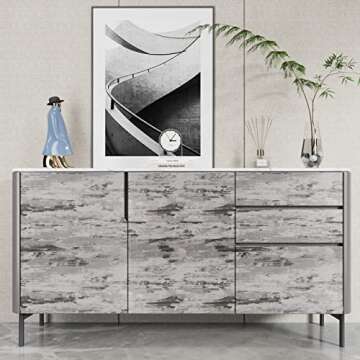 CRE8TIVE Stained Grey Concrete Wallpaper Cement Textured Wallpaper Stick and Peel Self Adhesive Removable Metallic Concrete Contact Paper for Countertops Waterproof Kitchen Backsplash Cabinets 12"x80"