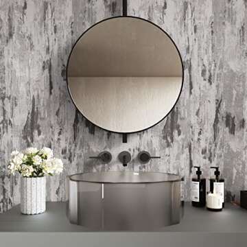 CRE8TIVE Stained Grey Concrete Wallpaper Cement Textured Wallpaper Stick and Peel Self Adhesive Removable Metallic Concrete Contact Paper for Countertops Waterproof Kitchen Backsplash Cabinets 12"x80"