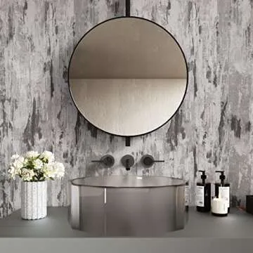 CRE8TIVE Stained Grey Concrete Wallpaper Cement Textured Wallpaper Stick and Peel Self Adhesive Removable Metallic Concrete Contact Paper for Countertops Waterproof Kitchen Backsplash Cabinets 12"x80"