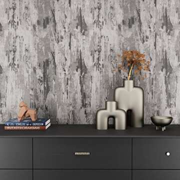 CRE8TIVE Stained Grey Concrete Wallpaper Cement Textured Wallpaper Stick and Peel Self Adhesive Removable Metallic Concrete Contact Paper for Countertops Waterproof Kitchen Backsplash Cabinets 12"x80"