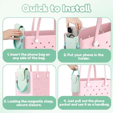 OUTXE Silicone Cell Phone Holder, Compatible with Bogg Bags, Mint Green Phone Bag Accessories