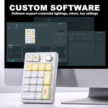 YUNZII YZ19 Wireless Mechanical Number Pad,19 Keys Numeric Keypad with Knob, RGB Gasket PBT Keycaps Hot Swappable Programmable Keyboard, Number Keypad for Win/Mac/Gaming(Gateron Brown Switch,Macaron)