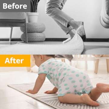 Daisyhome 8 PCS Rug Tape, Rug Pad Gripper for Hardwood Floors, Double Sided Adhesive Carpet Tape, Re...