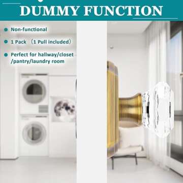 Orger Crystal Interior Half-Dummy Door Knobs for Cloakroom/French Door, Individual Non-Turning Decor...