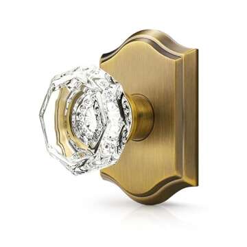 Orger Crystal Interior Half-Dummy Door Knobs for Cloakroom/French Door, Individual Non-Turning Decorative Inactive Knobs for Single Side, 2 Pack Antique Bronze Vintage Dummy Door Knobs