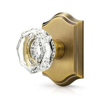 Orger Crystal Interior Half-Dummy Door Knobs for Cloakroom/French Door, Individual Non-Turning Decorative Inactive Knobs for Single Side, 2 Pack Antique Bronze Vintage Dummy Door Knobs