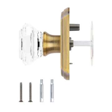 Orger Crystal Interior Half-Dummy Door Knobs for Cloakroom/French Door, Individual Non-Turning Decorative Inactive Knobs for Single Side, 2 Pack Antique Bronze Vintage Dummy Door Knobs