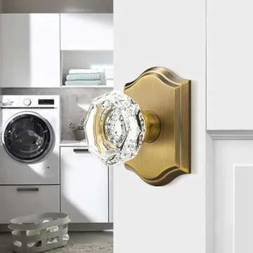 Orger Crystal Interior Half-Dummy Door Knobs for Cloakroom/French Door, Individual Non-Turning Decorative Inactive Knobs for Single Side, 2 Pack Antique Bronze Vintage Dummy Door Knobs