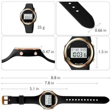 Women LED Display Elecreonic Watch Fashion Chrono Alarm Digital Clock Woman Outdoor Sport Wirstwatch (o-Black-2)