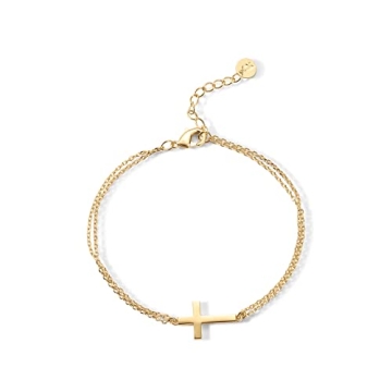 PAVOI 14K Gold Plated Cross Bracelet | Simple & Elegant Gift for Women