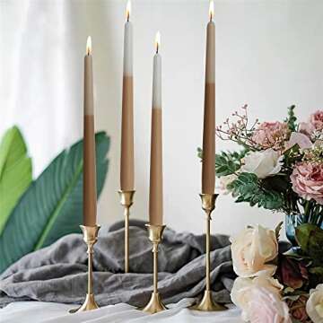 Dripless Candles Scented Candle Sticks - Gedengni 6pcs Gradient Colored Candles Brown Taper Candle Aromatherapy Candles for Dinner Wedding Party Decor Idea (8S-Bluebell)