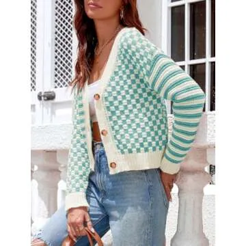 Saodimallsu Women's Checkered Cardigan for Cozy Style