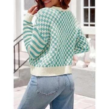 Saodimallsu Women's Checkered Cardigan for Cozy Style