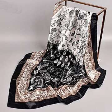 Stlvoll 5PCS Large Satin Head Scarves - Silk Square Like Neck Scarf Hair Wraps Headscarf for Sleeping Head Scarf Bundle 35 in