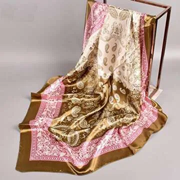 Stlvoll 5PCS Large Satin Head Scarves - Silk Square Like Neck Scarf Hair Wraps Headscarf for Sleeping Head Scarf Bundle 35 in