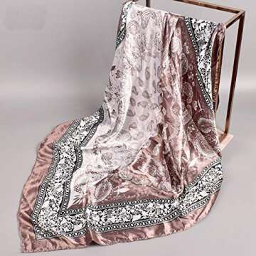 Stlvoll 5PCS Large Satin Head Scarves - Silk Square Like Neck Scarf Hair Wraps Headscarf for Sleeping Head Scarf Bundle 35 in