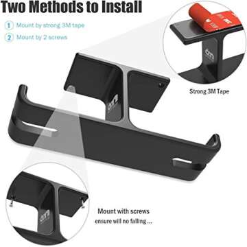 6amLifestyle Headphone Headset Stand Holder Under Desk Dual Headsets Hanger Mount Aluminum, Stick-On Hooks Universal for All Headphones, Black (Patented)