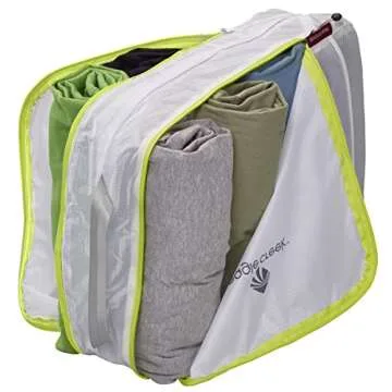 Eagle Creek Pack-It Clean/Dirty Packing Cubes for Travel - Durable Lightweight Dual Compartment Suitcase Organizer for Clean & Dirty Clothes, White/Strobe - Medium